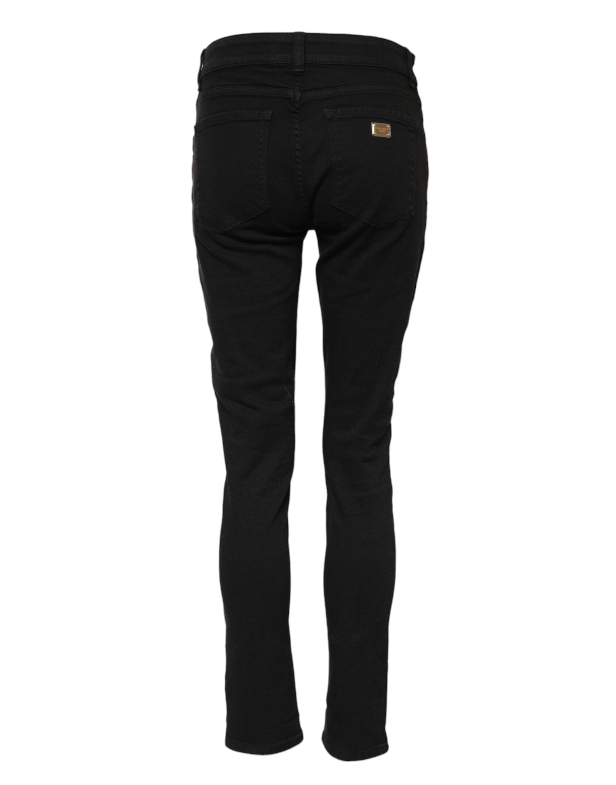 Dolce & Gabbana Black Cotton Skinny Mid Waist Denim Women's Jeans