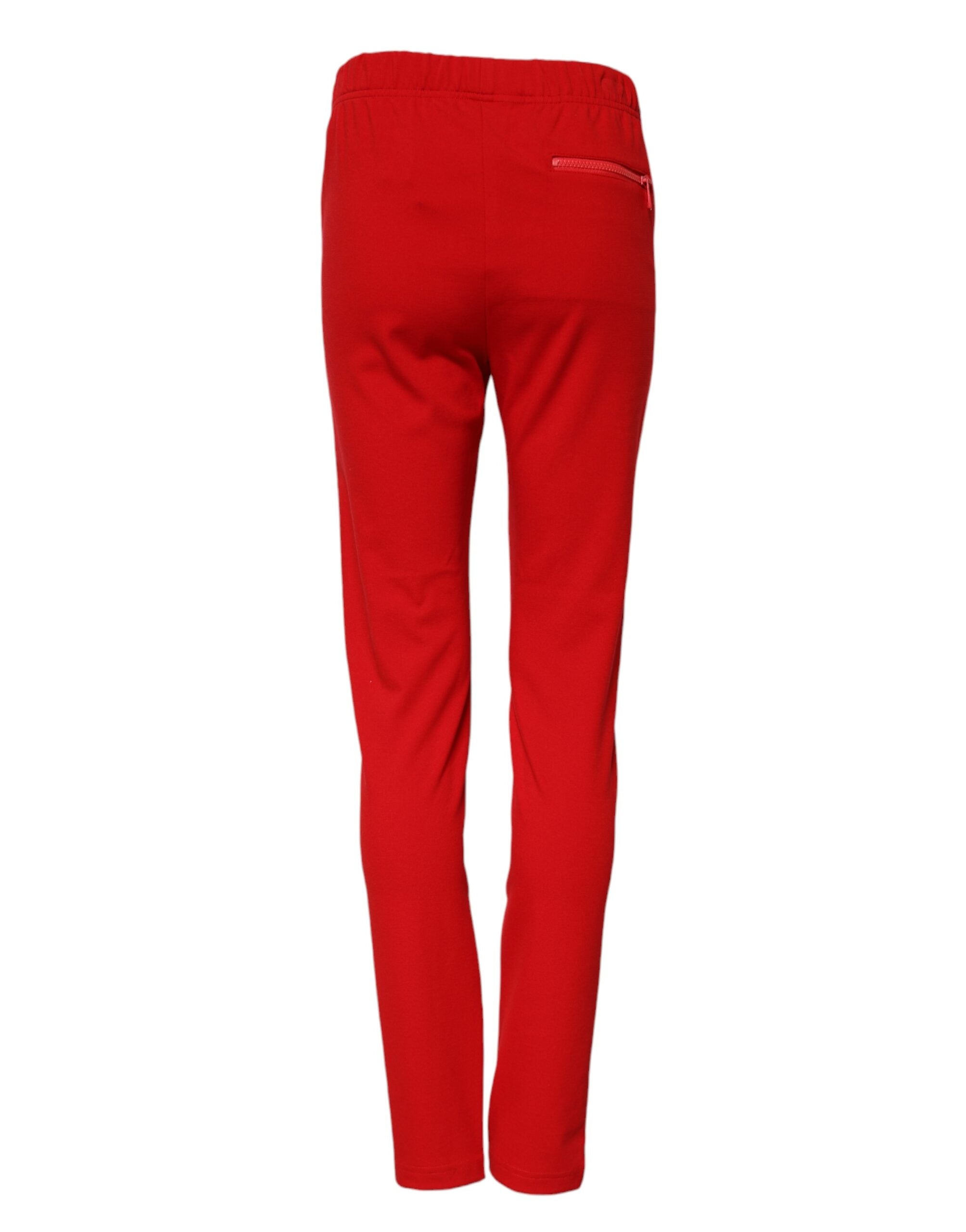 Dolce & Gabbana Red Mid Waist Slim Fit Women's Pants