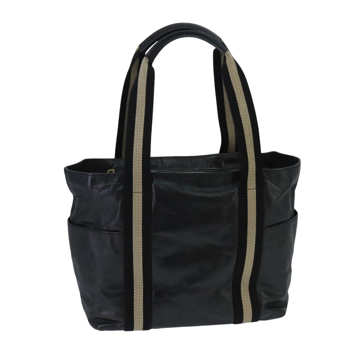 Bally Vintage Leather Black Leather Tote Bag Bag (Pre-Owned)
