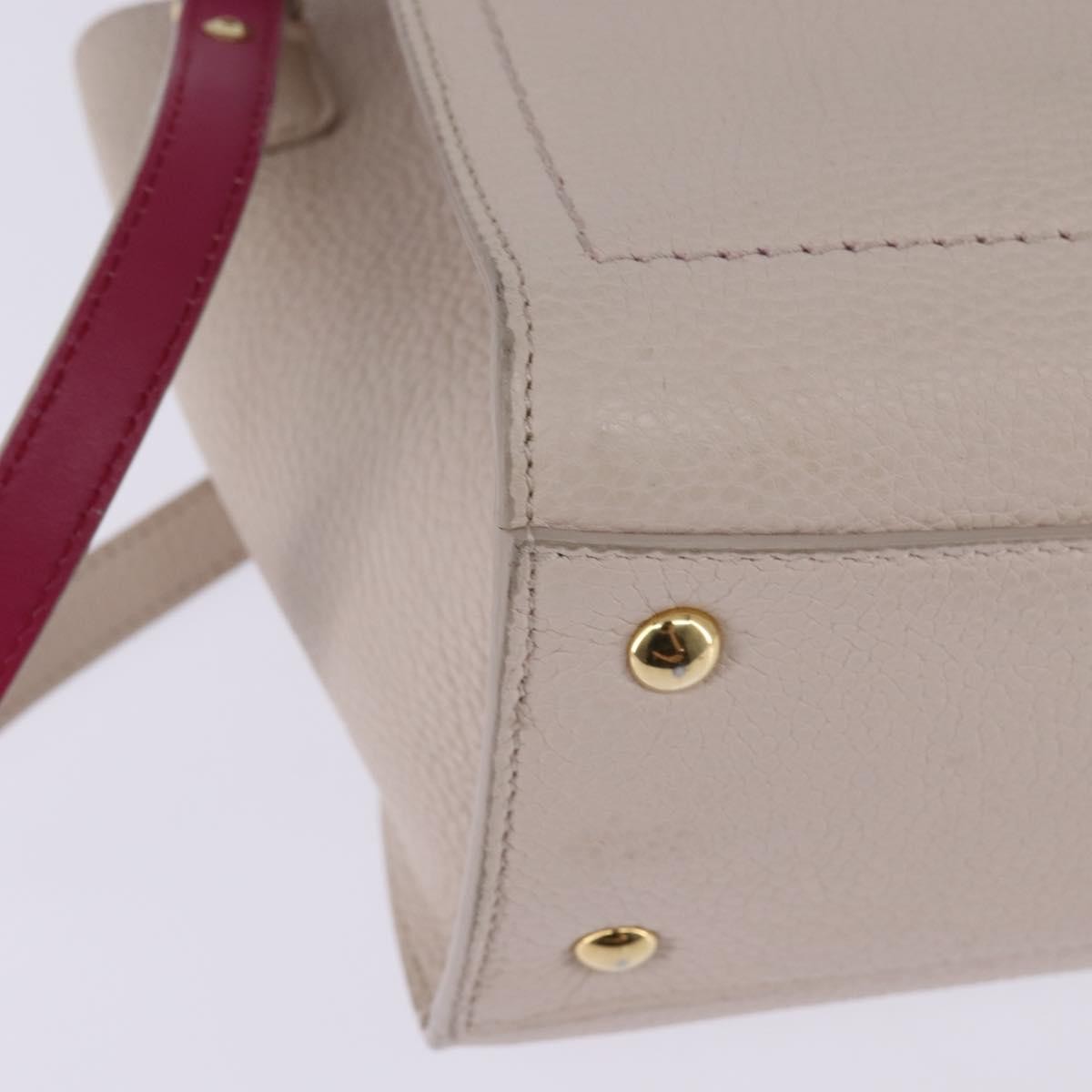 Salvatore Ferragamo Amy Tote Pebbled Leather Beige Leather Handbag (Pre-Owned)