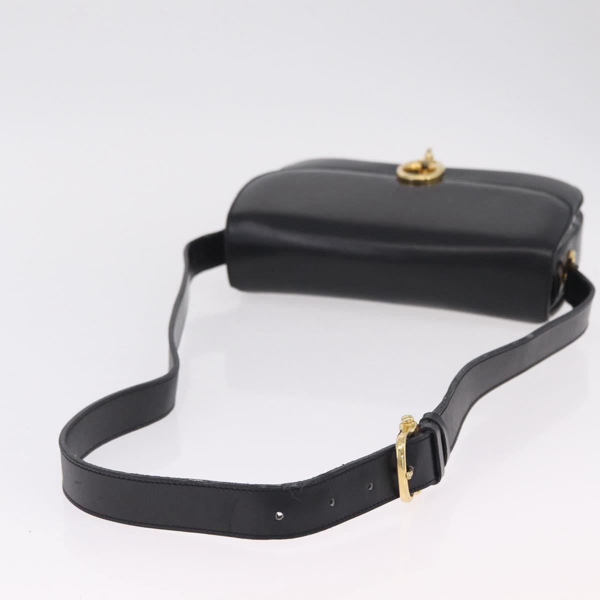 Celine Flap Shoulder Leather Black Leather Shoulder Bag Bag (Pre-Owned)