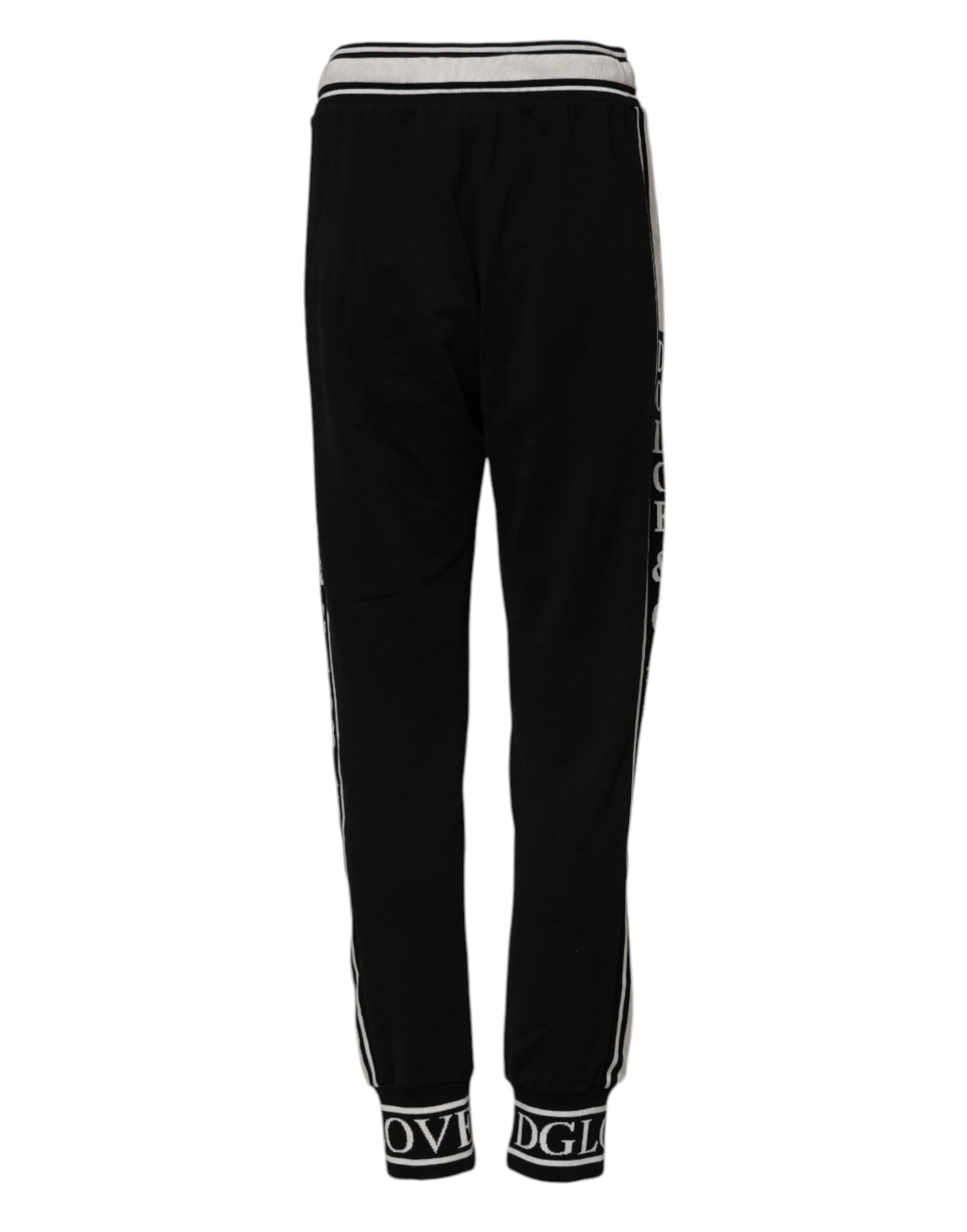 Dolce & Gabbana Black Cotton Jogger Logo Waist Women's Pants