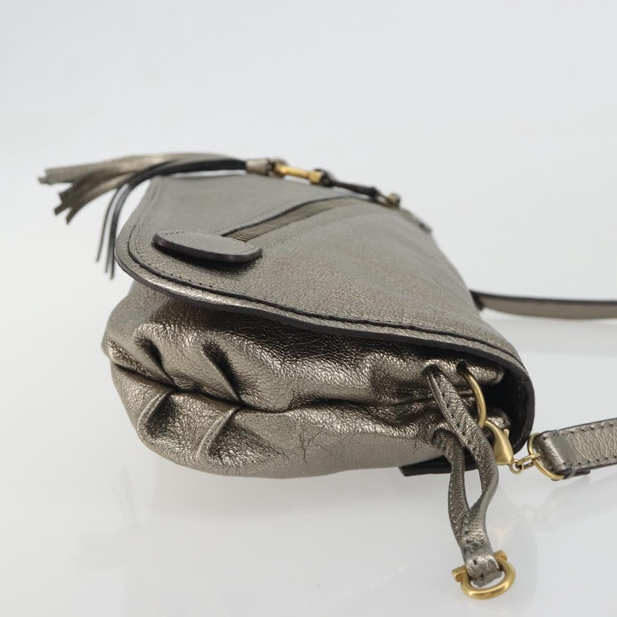 Salvatore Ferragamo Gancini Leather Silver Leather Shoulder Bag Bag (Pre-Owned)