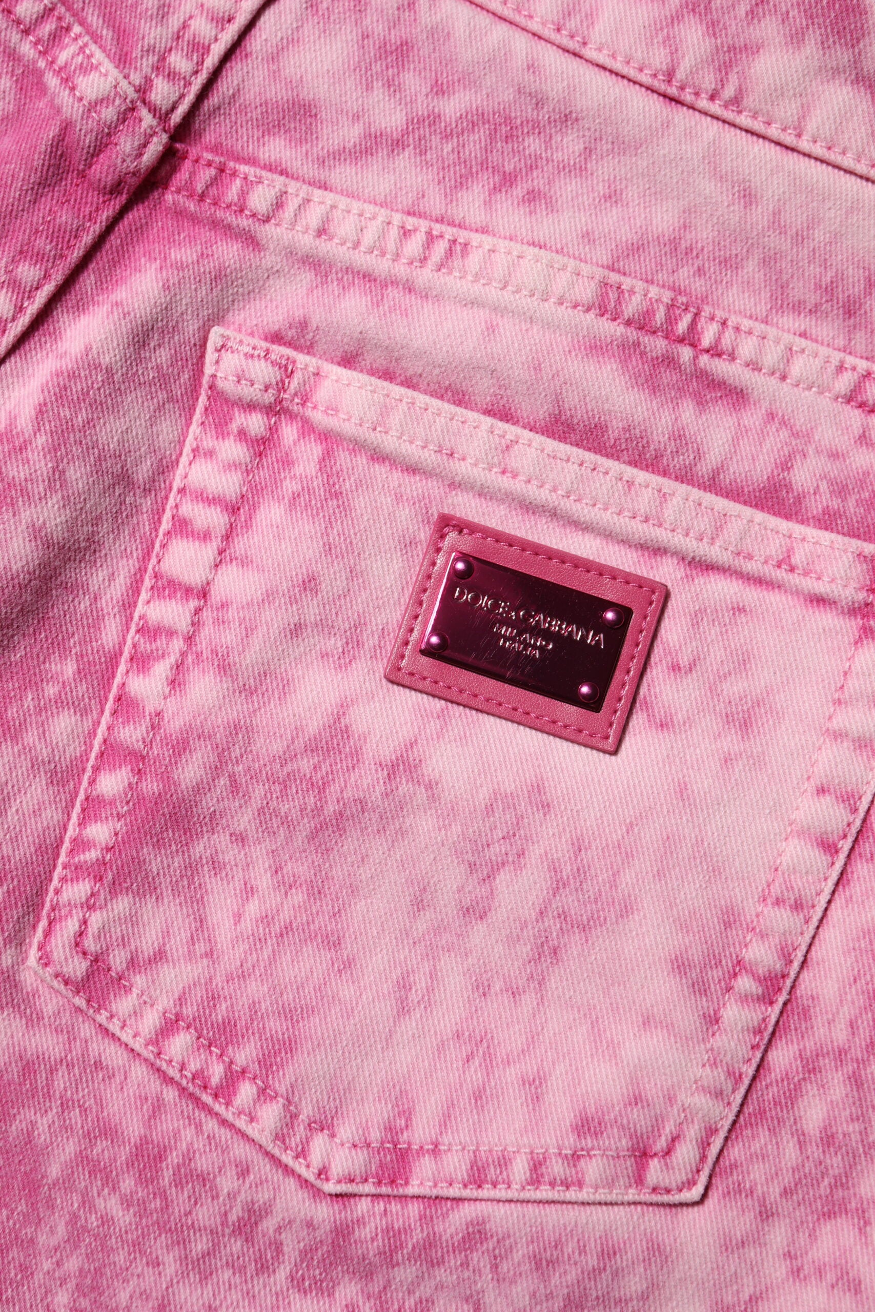 Dolce & Gabbana Pink Tie Dye High Waist Tapered Denim Women's Jeans