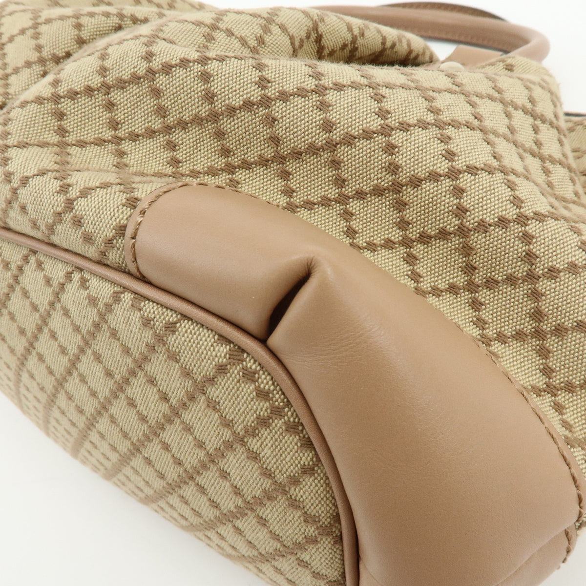 Gucci Sukey Diamante Canvas With Leather Beige Canvas Tote Bag Bag (Pre-Owned)