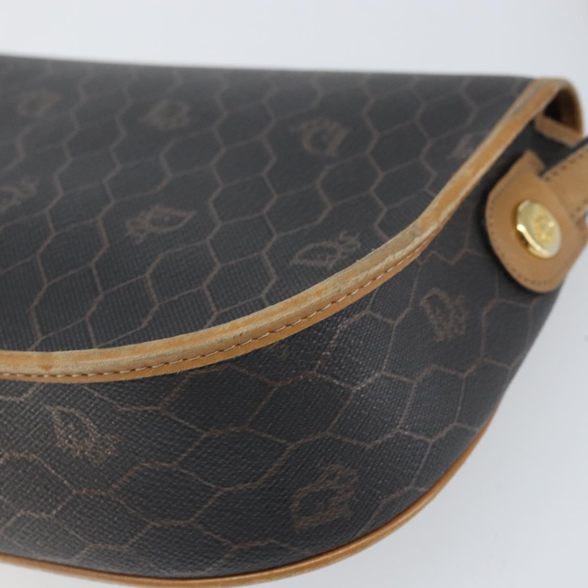 Christian Dior Vintage Honeycomb Canvas And Leather Black Canvas Shoulder Bag Bag (Pre-Owned)