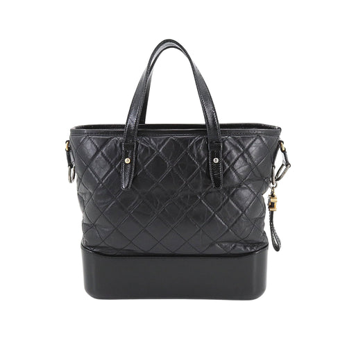 Chanel Gabrielle Black Leather Handbag (Pre-Owned)