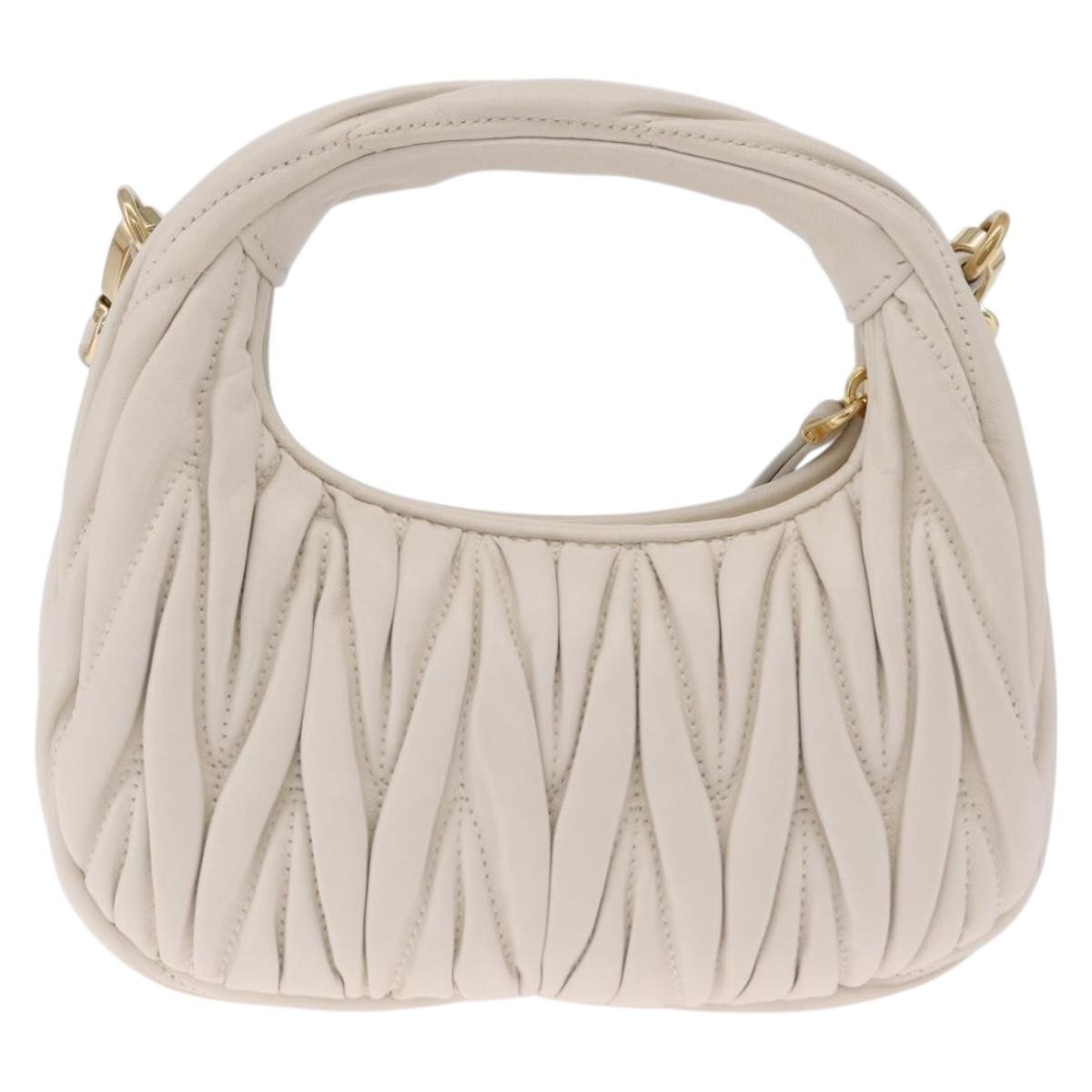 Miu Miu Wander Hobo Matelasse Leather White Leather Shoulder Bag Bag (Pre-Owned)