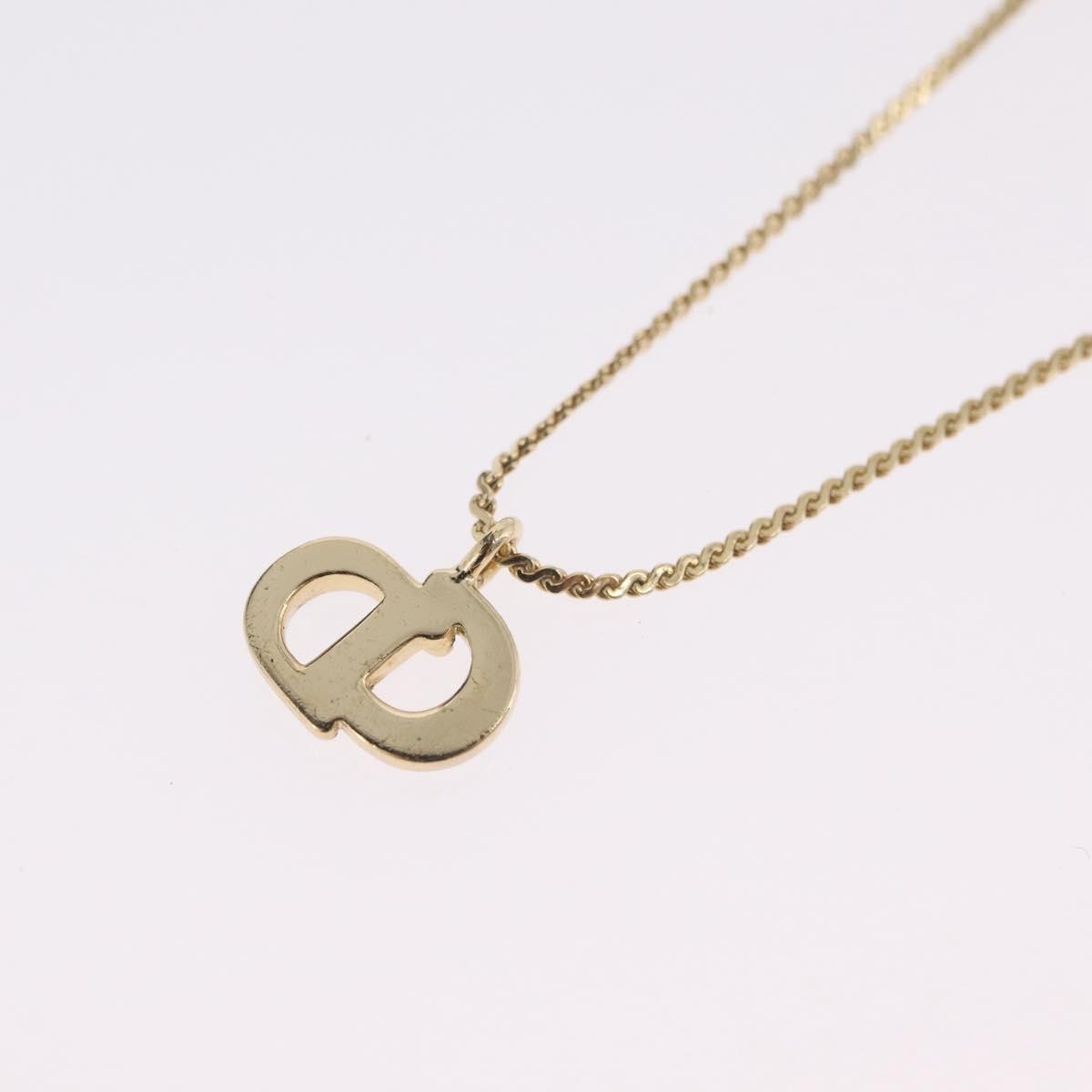 Christian Dior Vintage Cd Pendant Metal Gold Metal Necklace Jewelry (Pre-Owned)