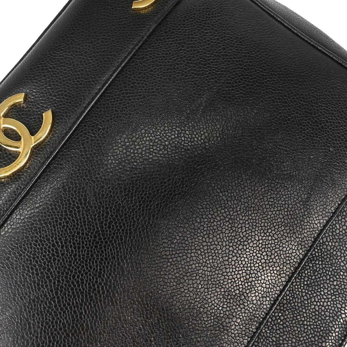 Chanel Triple Cc Chain Shoulder Caviar Leather Black Leather Shoulder Bag Bag (Pre-Owned)