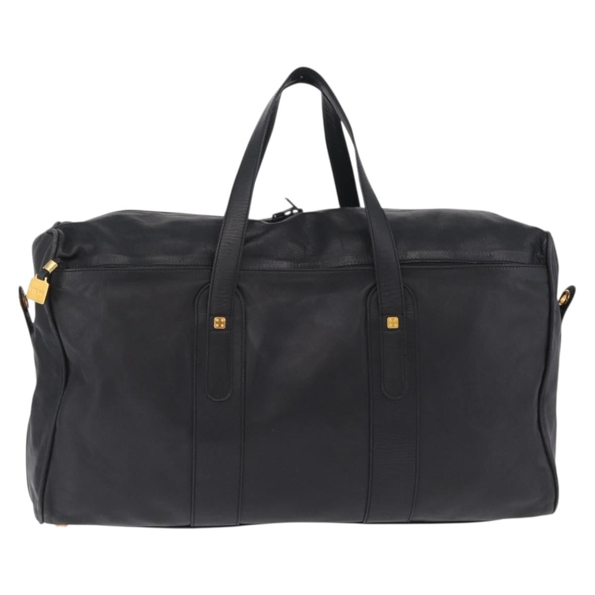 Loewe Travel Line Boston Black Leather Travel Bag Bag (Pre-Owned)