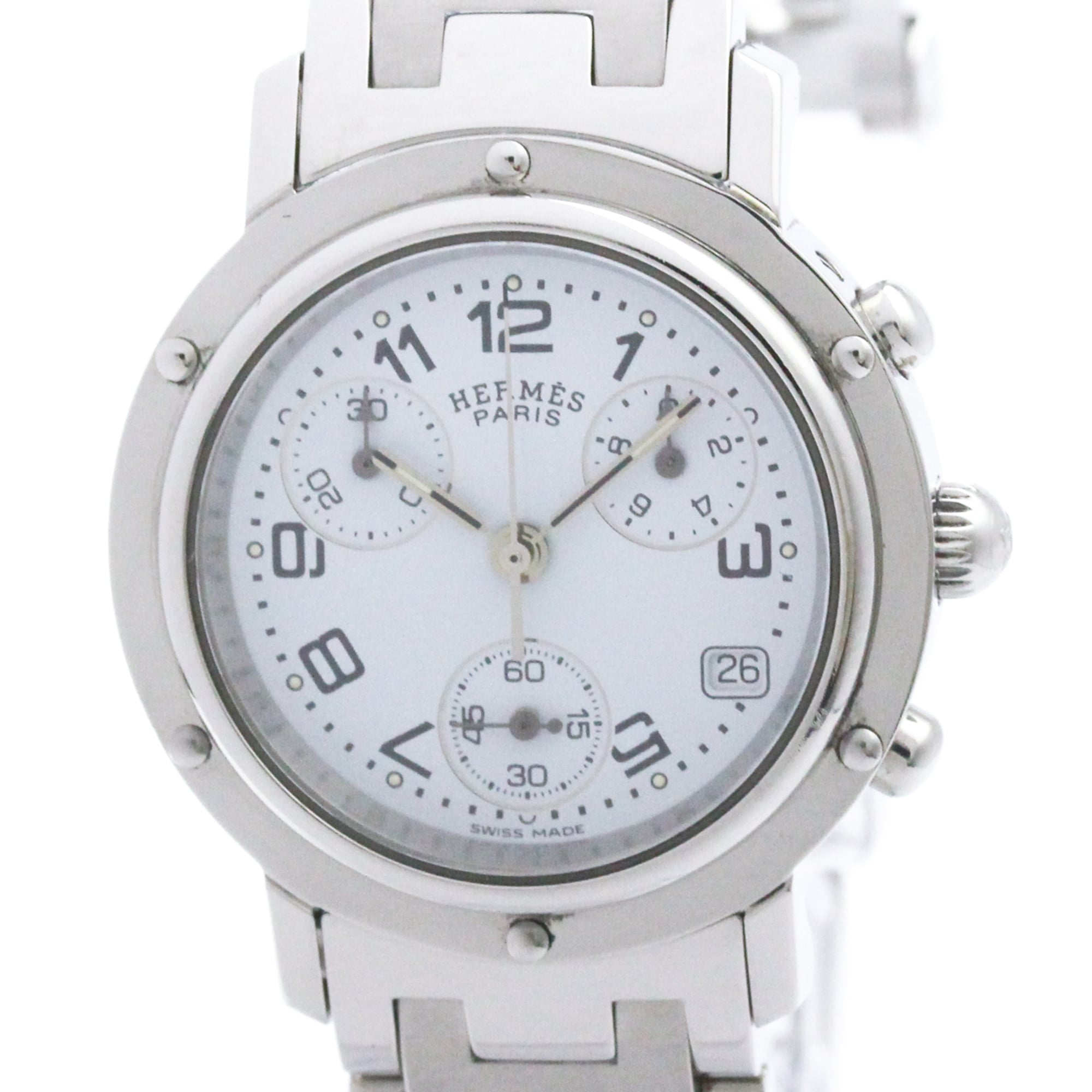 Hermes Clipper Chronograph Quartz Stainless Steel Watch (Pre-Owned)