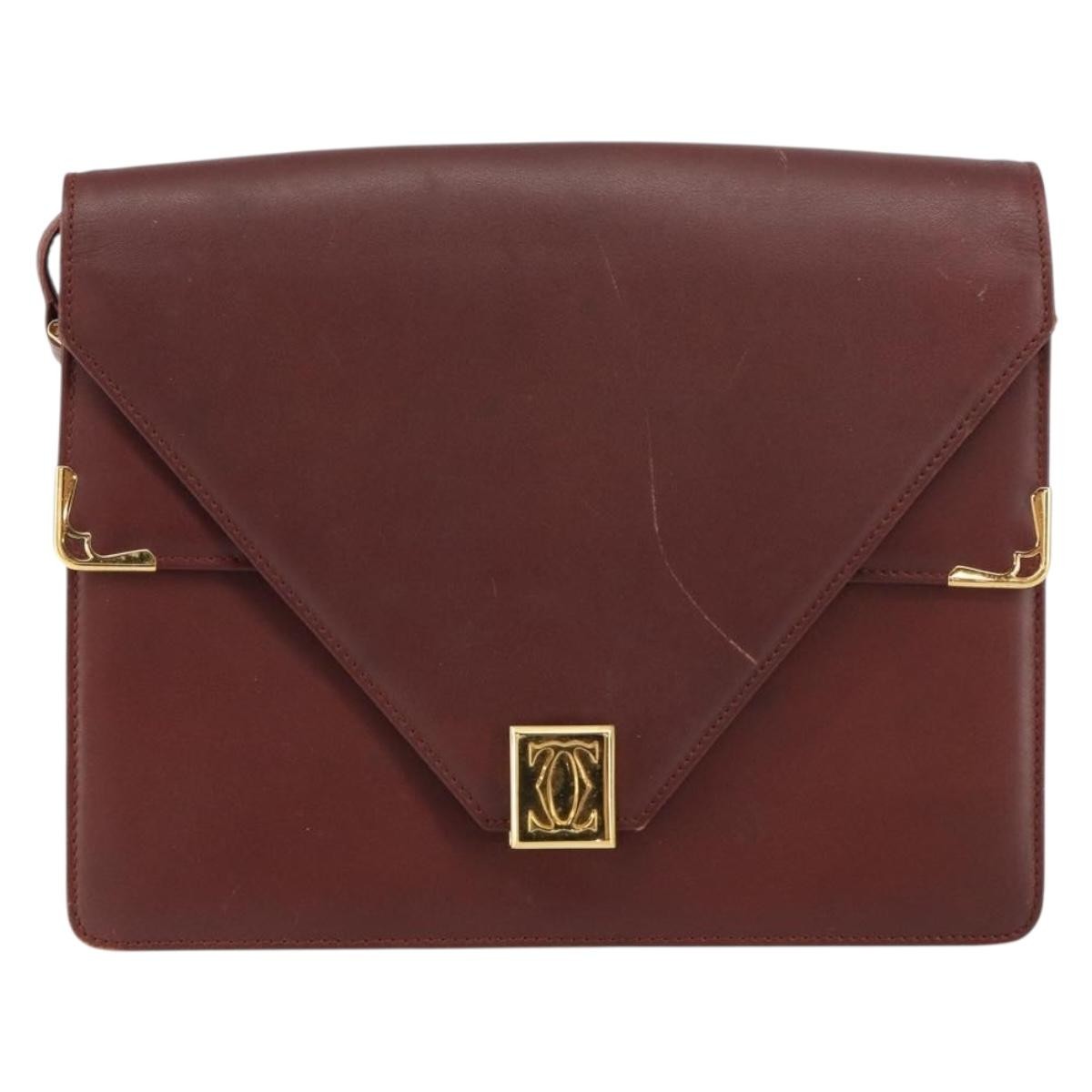Cartier Must De Cartier Leather Burgundy Leather Shoulder Bag Bag (Pre-Owned)