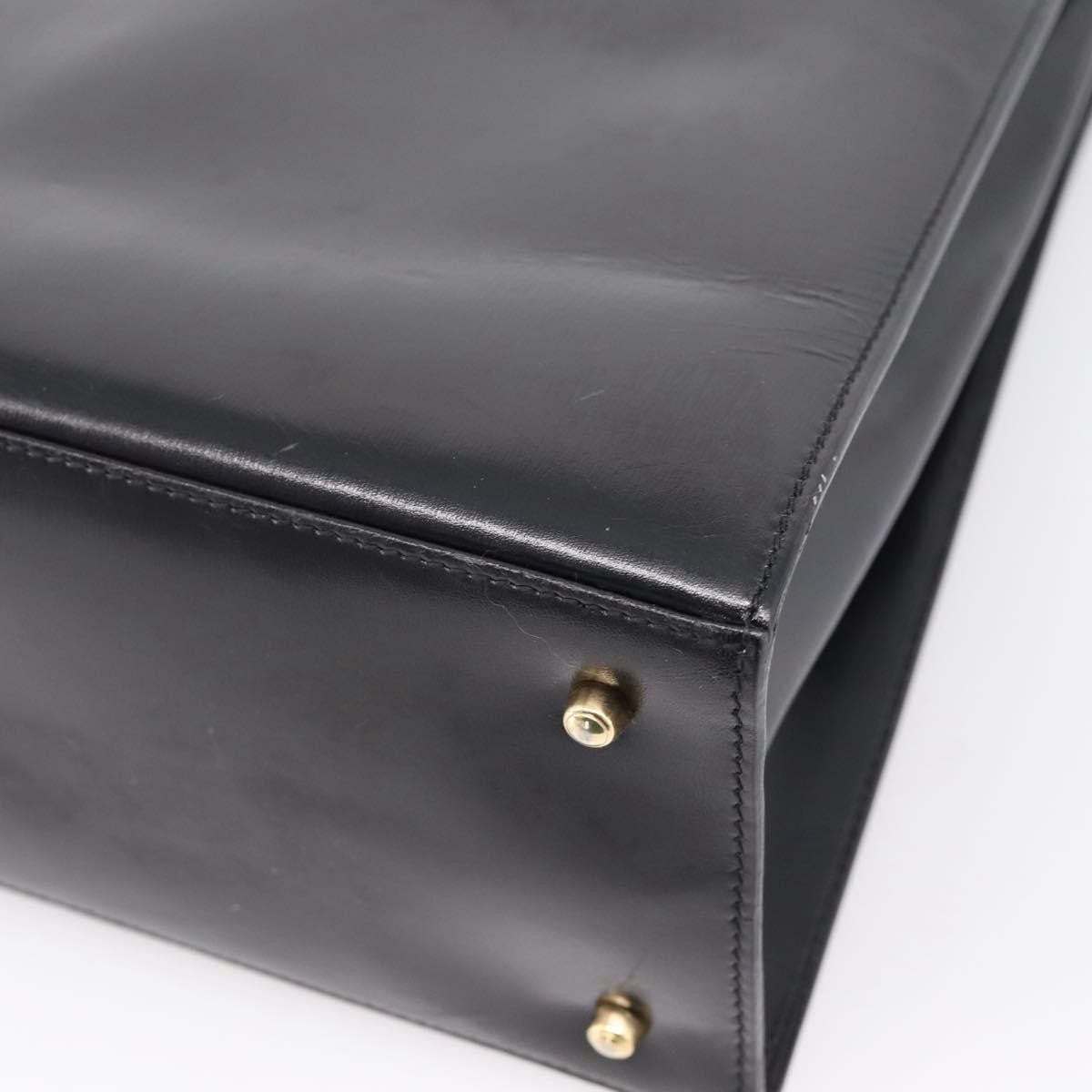 Gucci Vintage Lady Lock Top Handle Leather Black Leather Handbag (Pre-Owned)