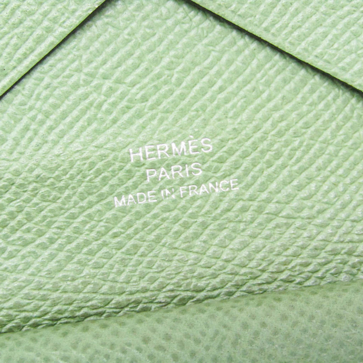 Hermes Calvi Duo Card Holder Epsom Green Leather Card Holders Accessory (Pre-Owned)