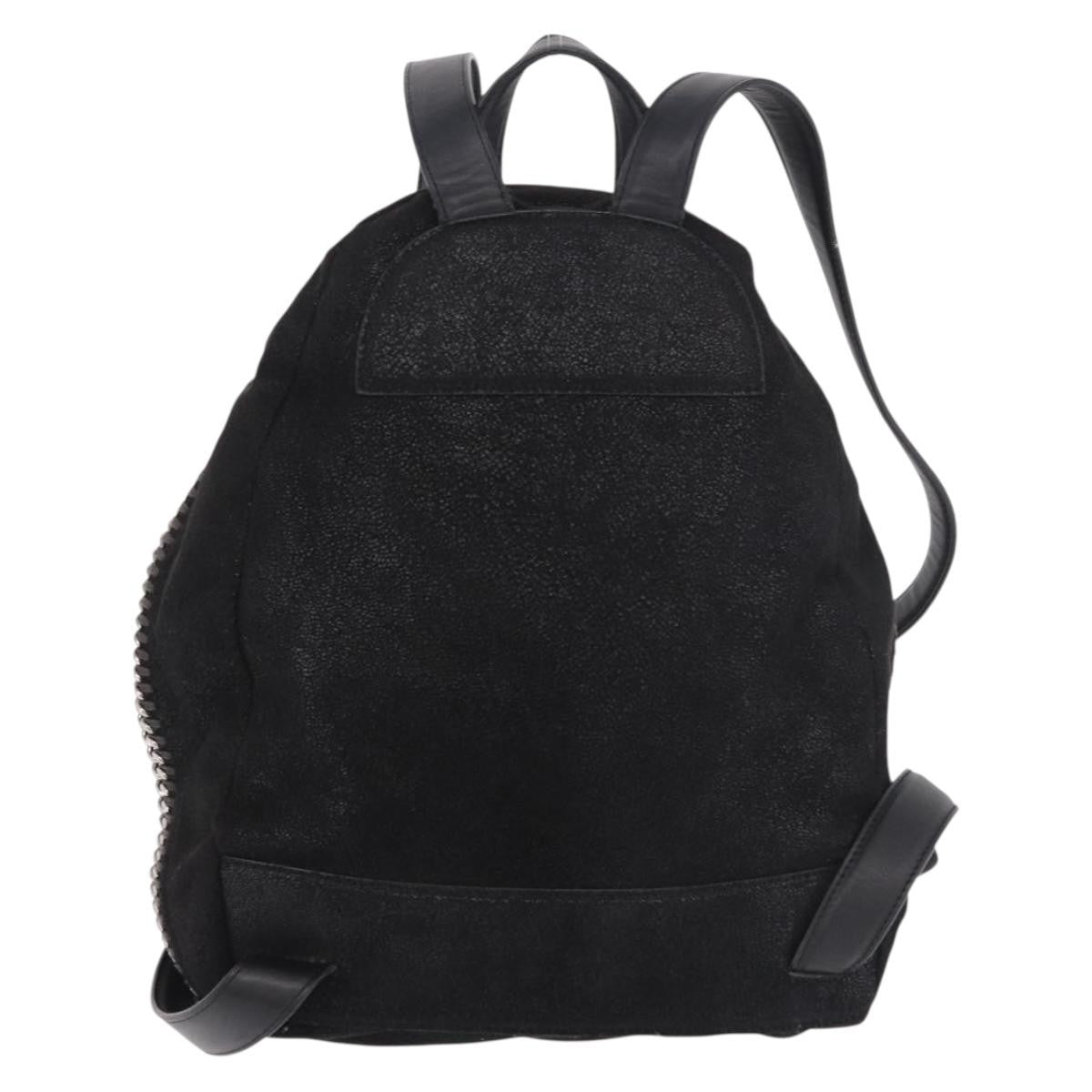 Stella Mccartney Falabella Front Zip Shaggy Deer Black Polyester Backpack Bag (Pre-Owned)