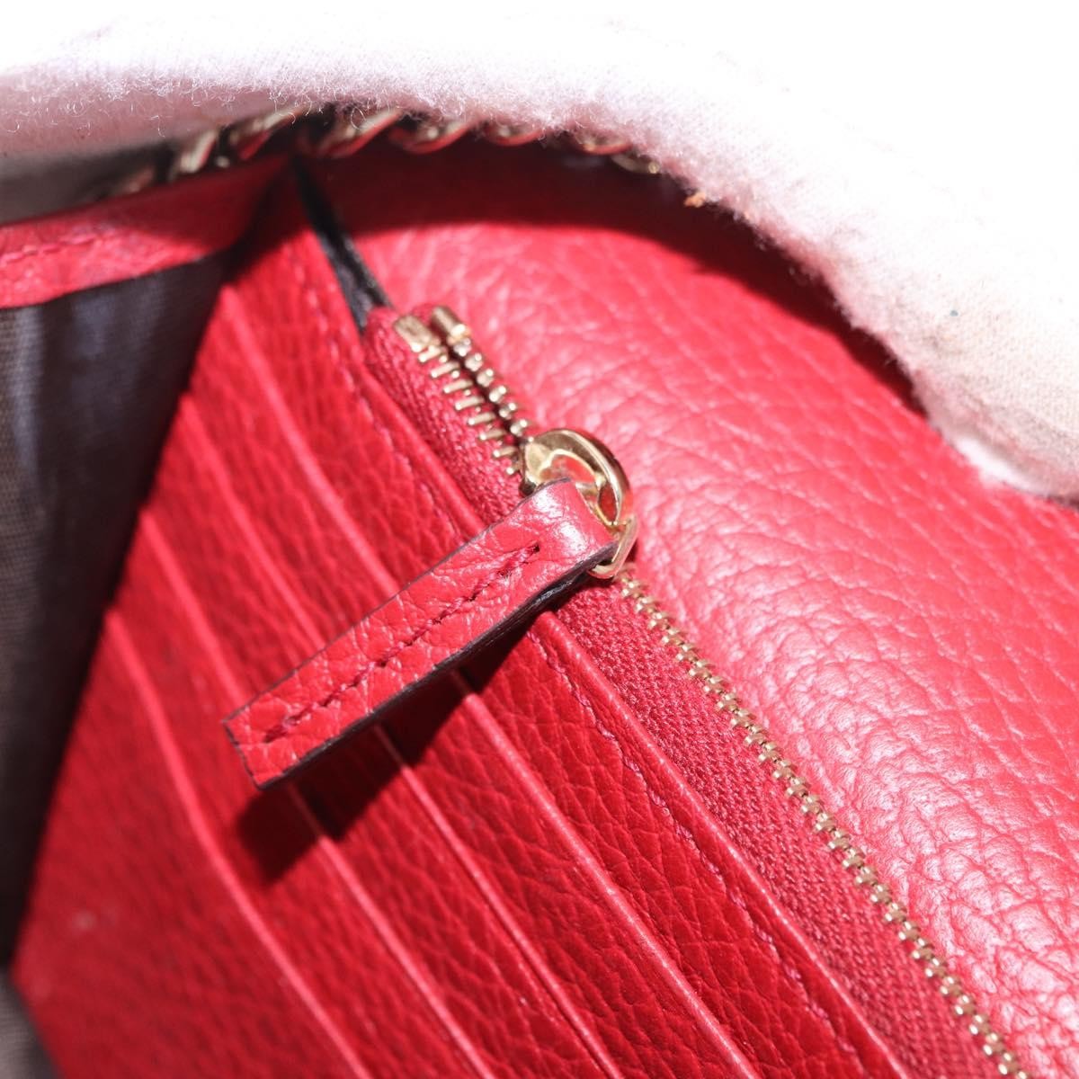 Gucci Interlocking Wallet On Chain Leather Red Leather Shoulder Bag Bag (Pre-Owned)