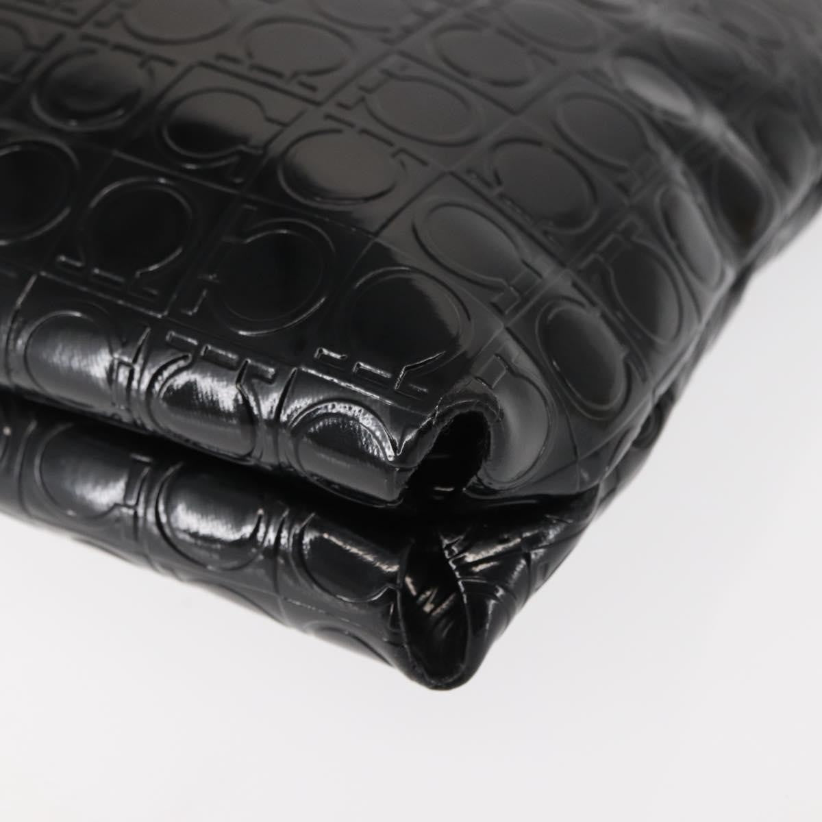 Salvatore Ferragamo Gancini Patent Leather Black Patent_Leather Shoulder Bag Bag (Pre-Owned)