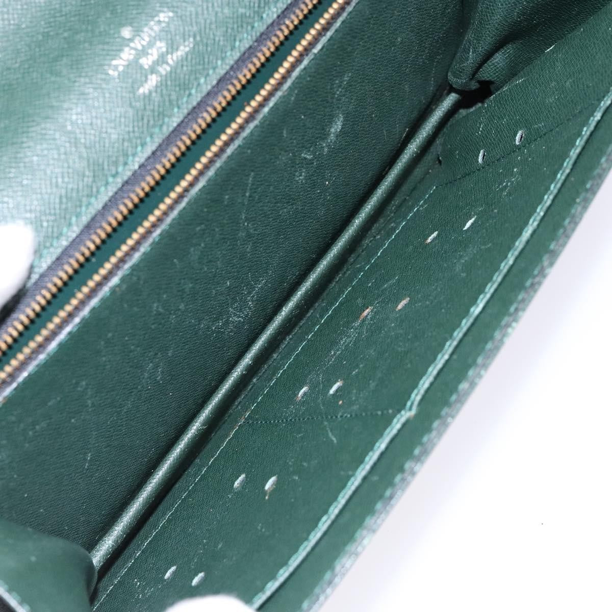 Louis Vuitton Serviette Kourad Taiga Leather Green Leather Clutche & Pouche Bag (Pre-Owned)
