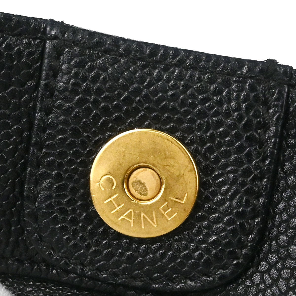 Chanel Vintage Resin Chain Shopping Tote Quilted Caviar Black Leather Tote Bag Bag (Pre-Owned)