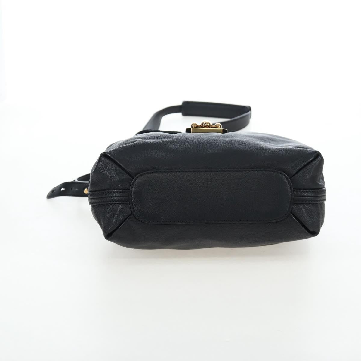Chloe Elsie Convertible Satchel Leather Black Leather Handbag (Pre-Owned)
