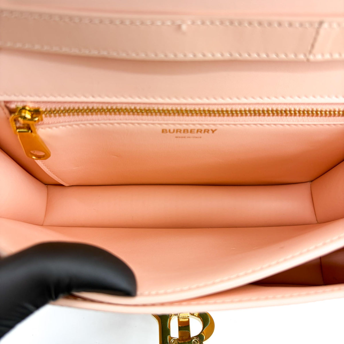 Burberry Tb Shoulder Bag Leather Beige Leather Shoulder Bag Bag (Pre-Owned)