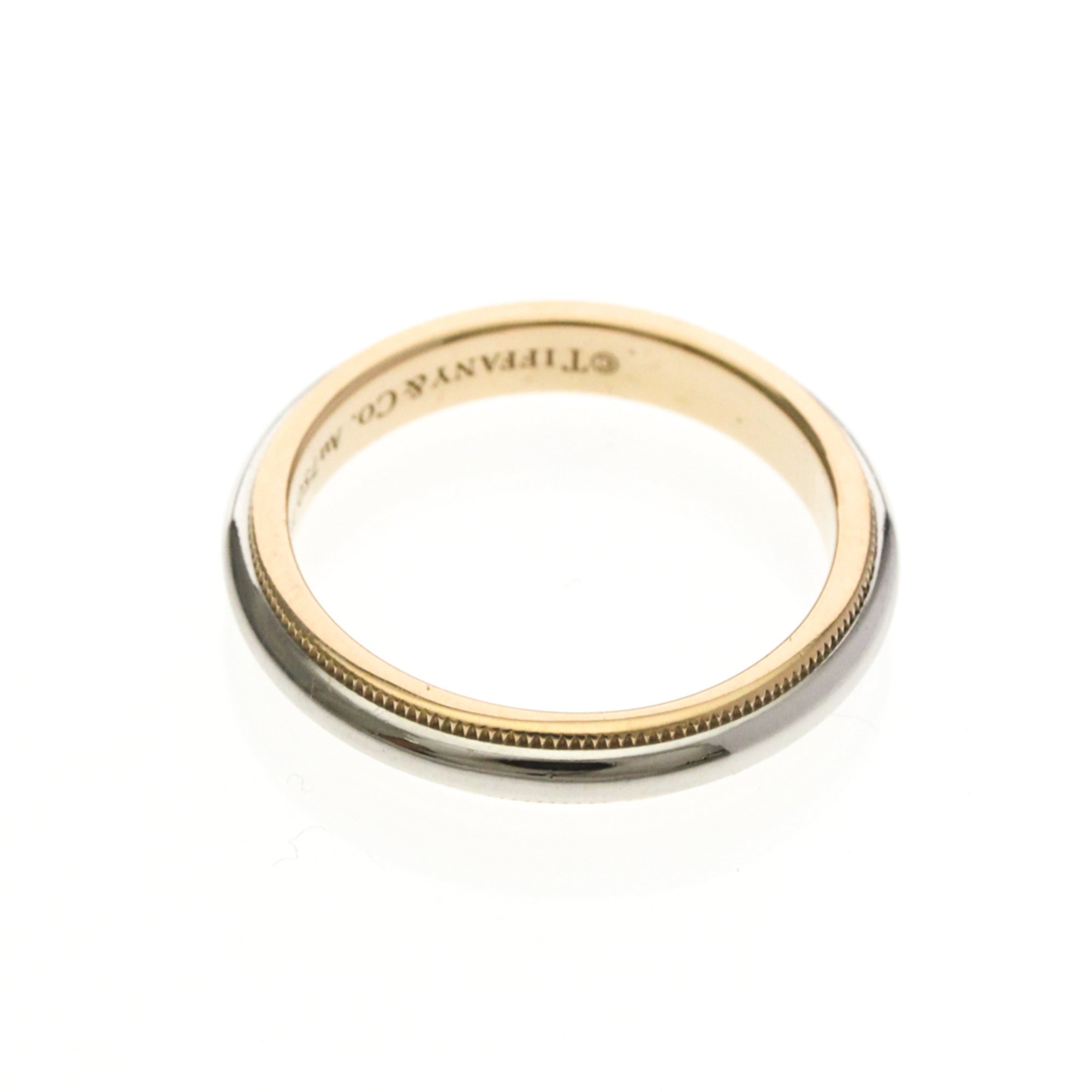 Tiffany & Co. Two-Tone Milgrain Wedding Band Platinum And 18K Pink Gold Pink Pink_Gold Ring Jewelry (Pre-Owned)