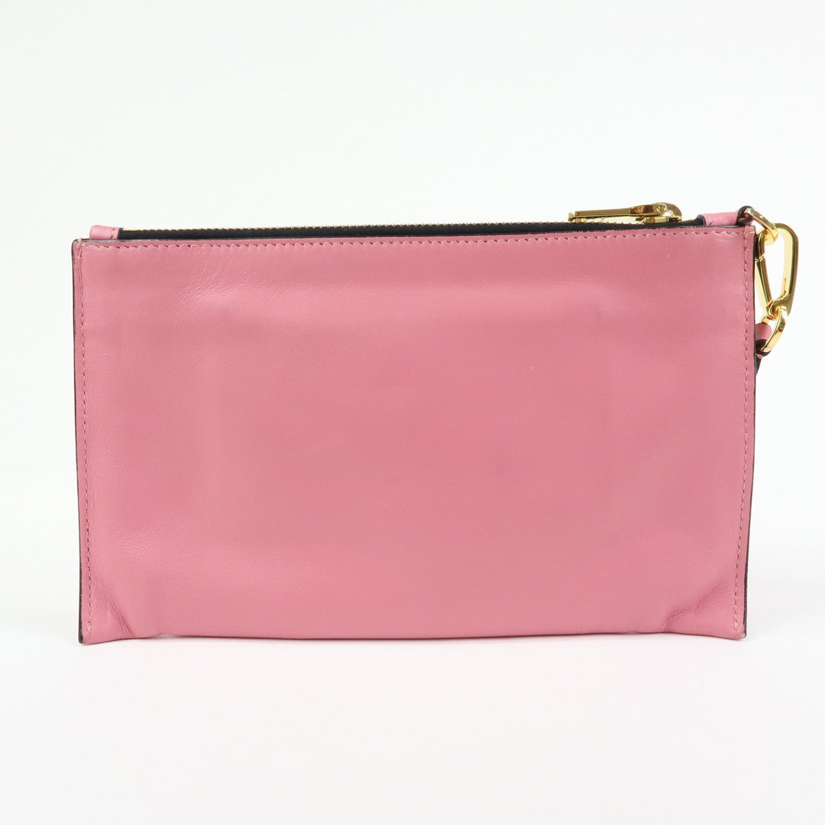 Miu Miu Logo Chain Clutch Shearling Pink Leather Clutche & Pouche Bag (Pre-Owned)