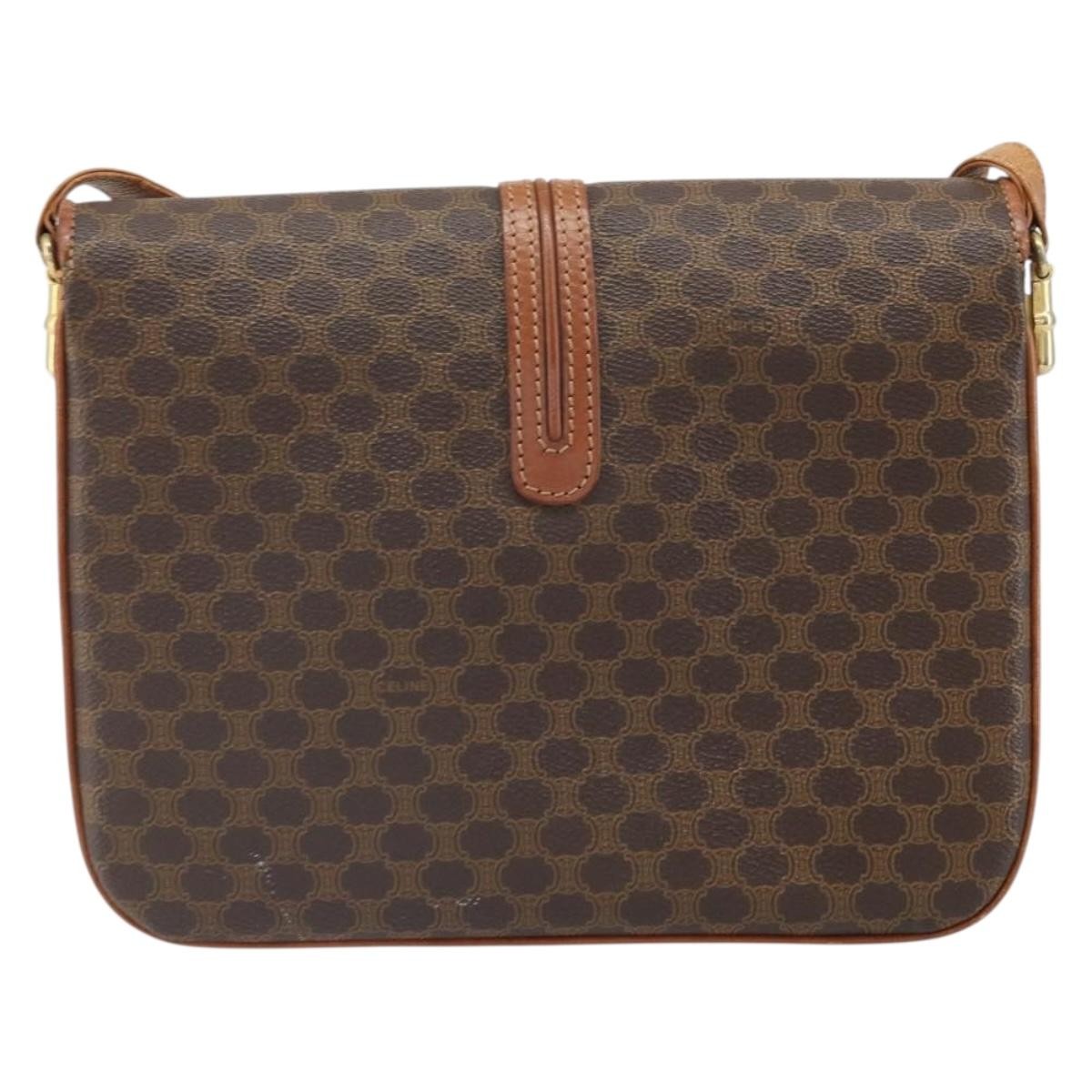 Celine Vintage Macadam Canvas And Leather Brown Canvas Shoulder Bag Bag (Pre-Owned)