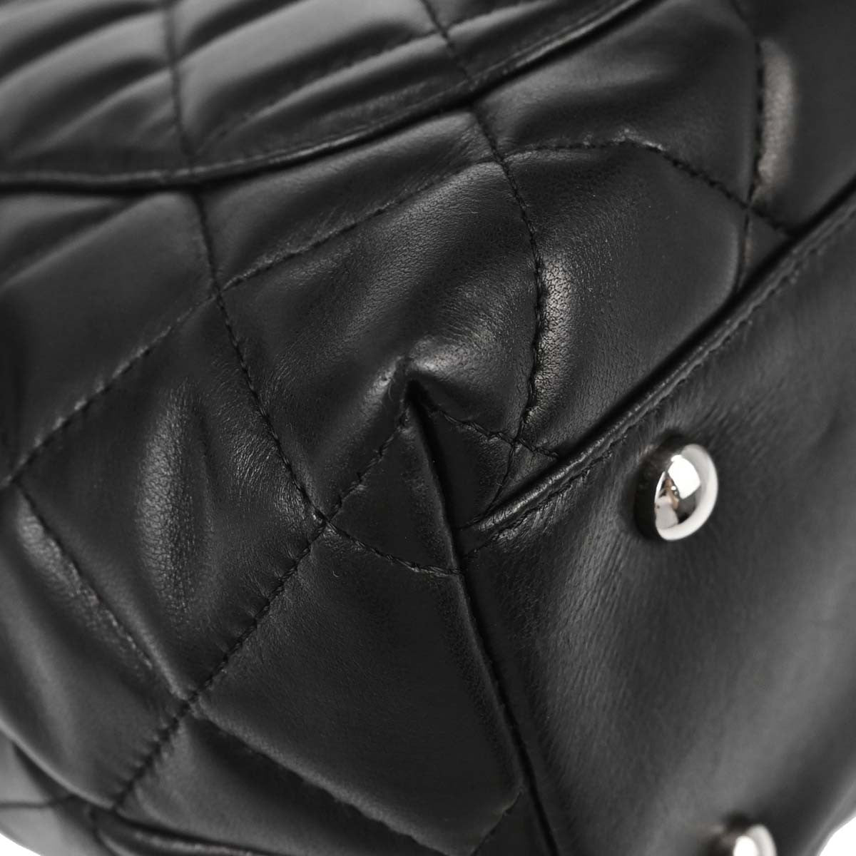 Chanel Vintage Classic Top Handle Flap Quilted Lambskin Black Leather Handbag (Pre-Owned)