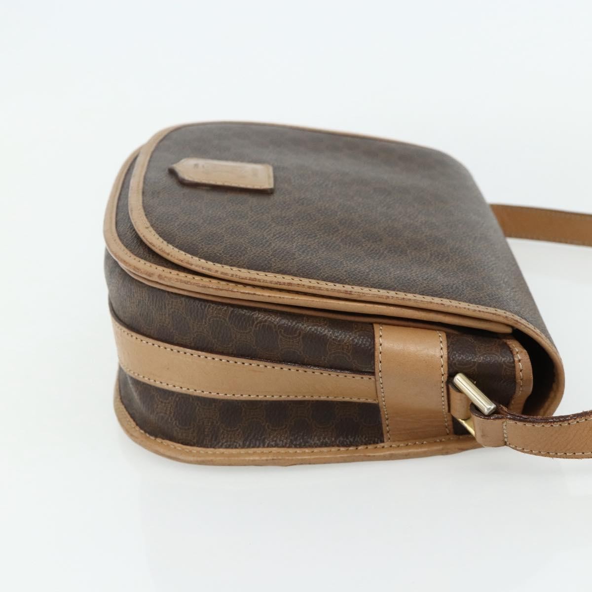 Celine Vintage Macadam Canvas And Leather Brown Canvas Shoulder Bag Bag (Pre-Owned)