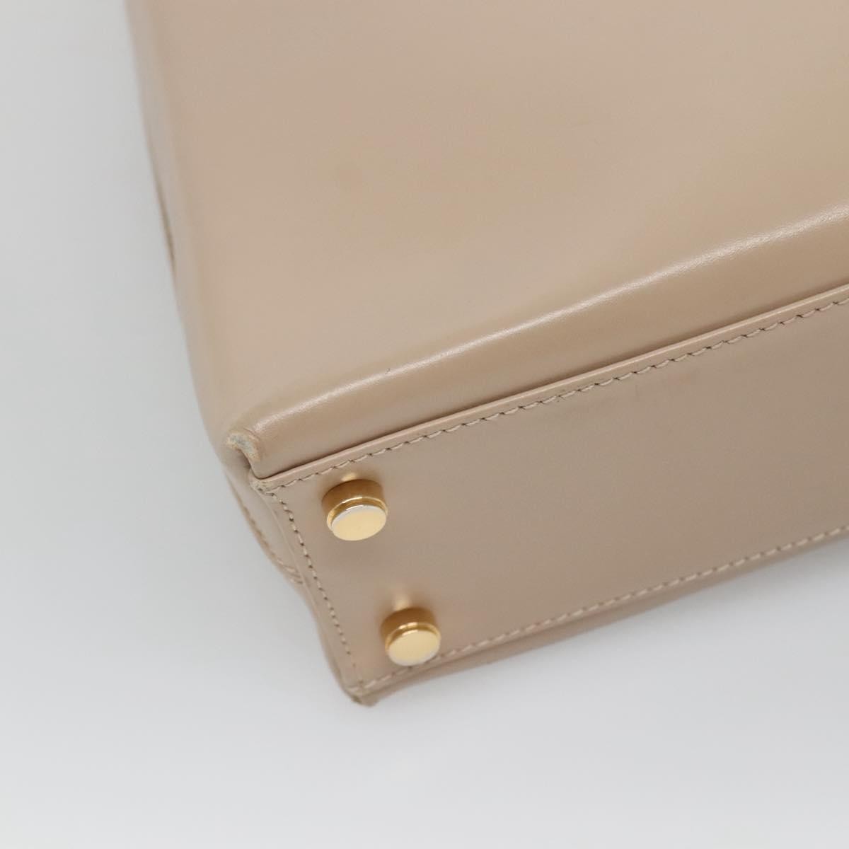 Salvatore Ferragamo Gancini Convertible Top Handle Leather Beige Leather Handbag (Pre-Owned)