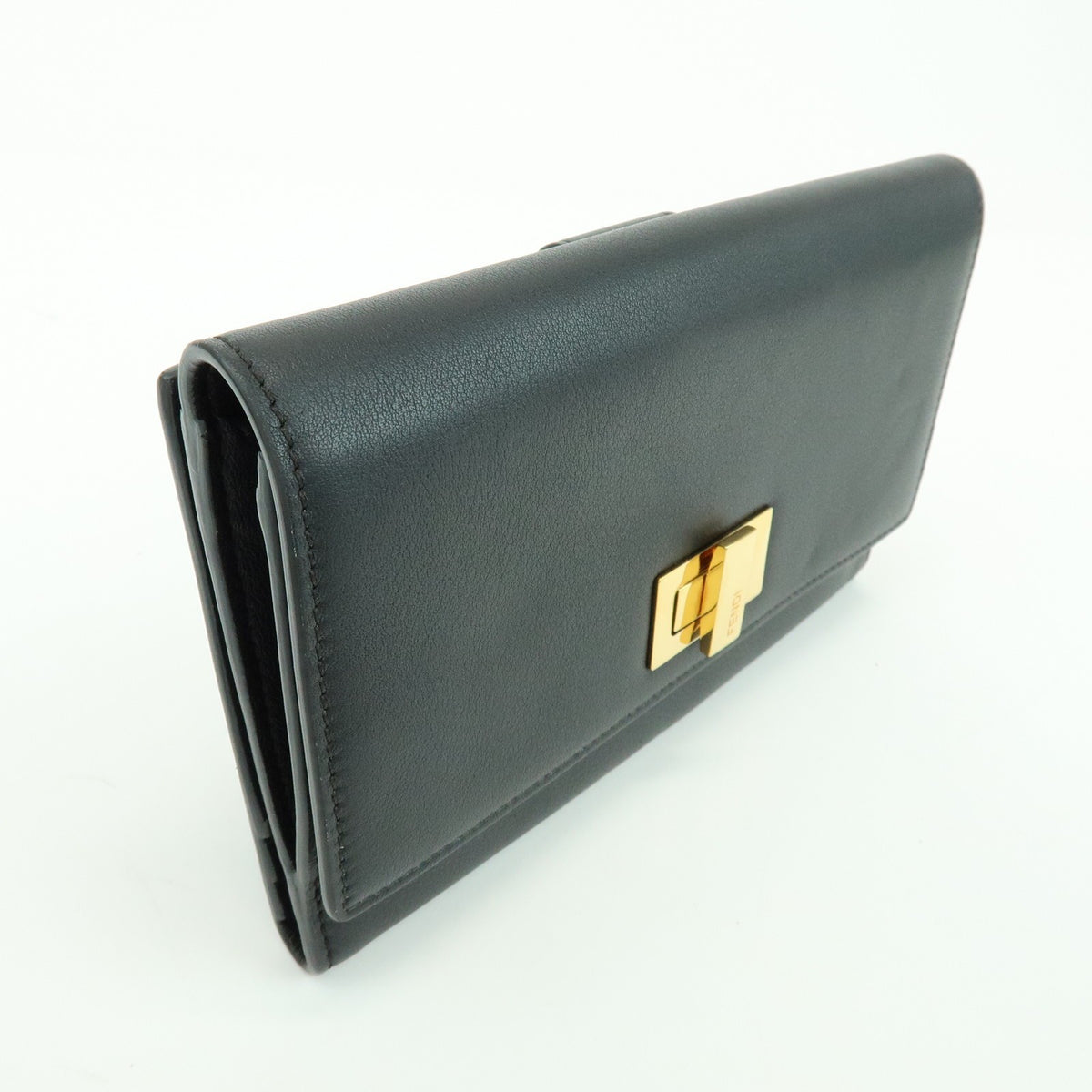 Fendi Selleria Peekaboo Leather Black Leather Wallets Accessory (Pre-Owned)