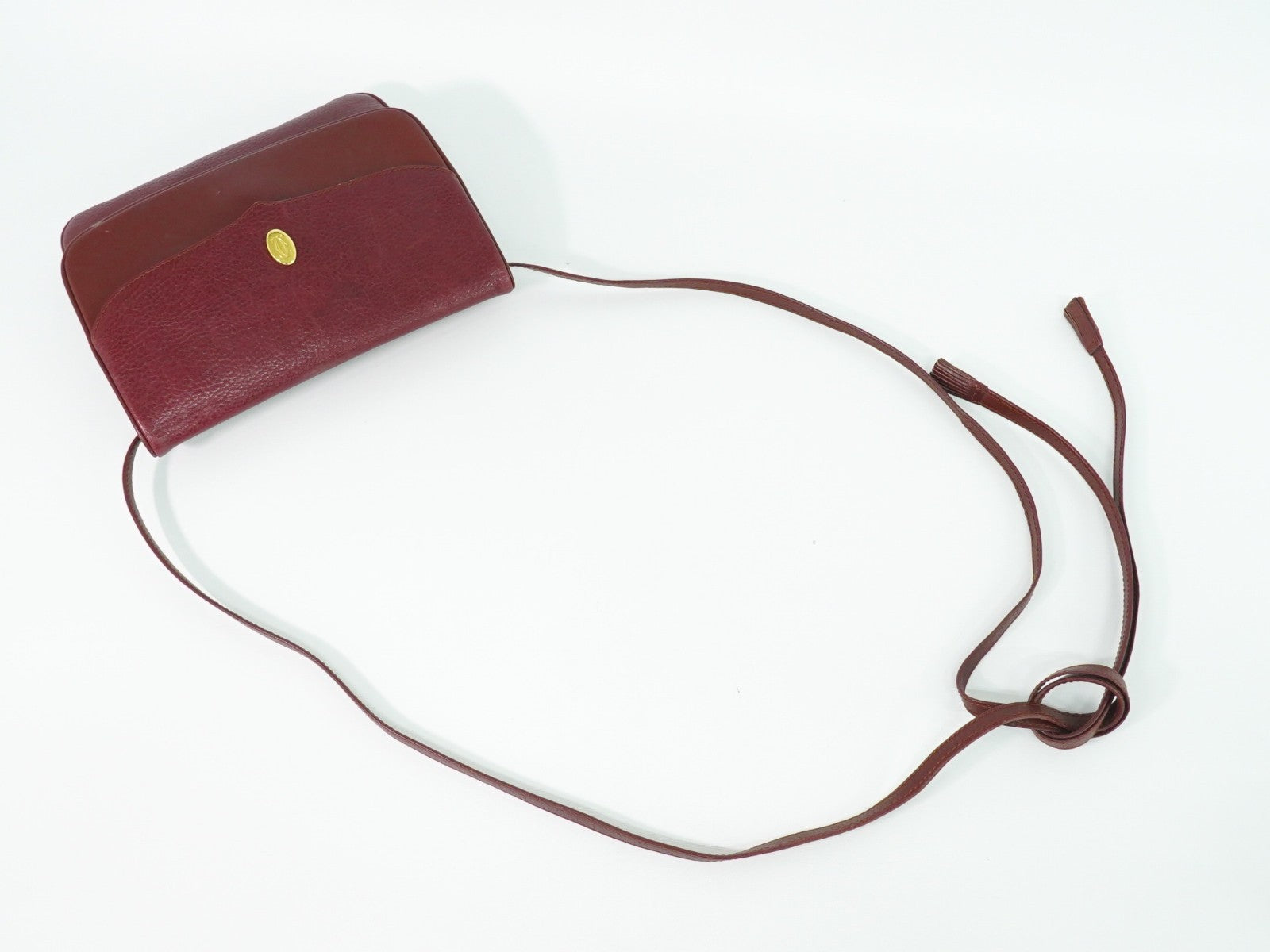 Cartier Must De Cartier Leather Burgundy Leather Shoulder Bag Bag (Pre-Owned)