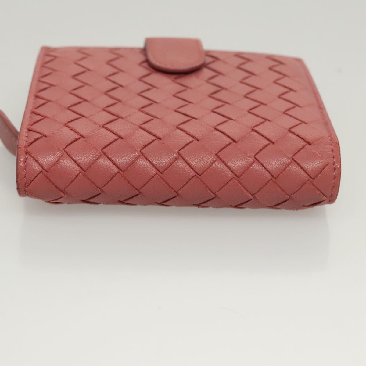 Bottega Veneta Bifold Coin Pocket Card Holder Intrecciato Nappa Pink Leather Wallets Accessory (Pre-Owned)