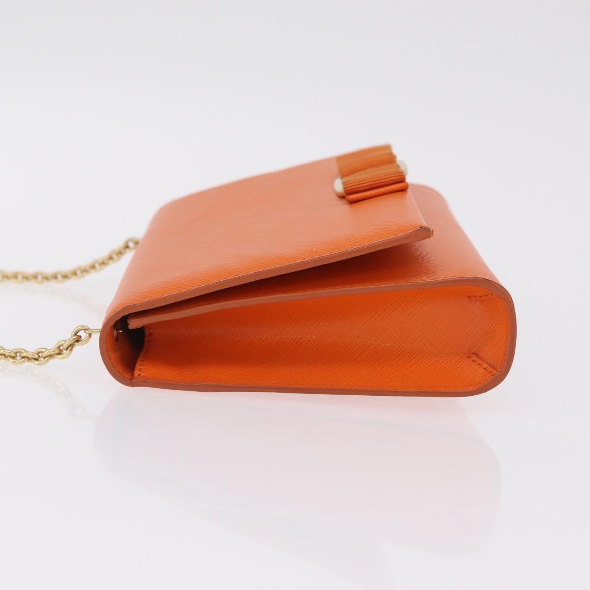 Salvatore Ferragamo Vala Leather Orange Leather Shoulder Bag Bag (Pre-Owned)