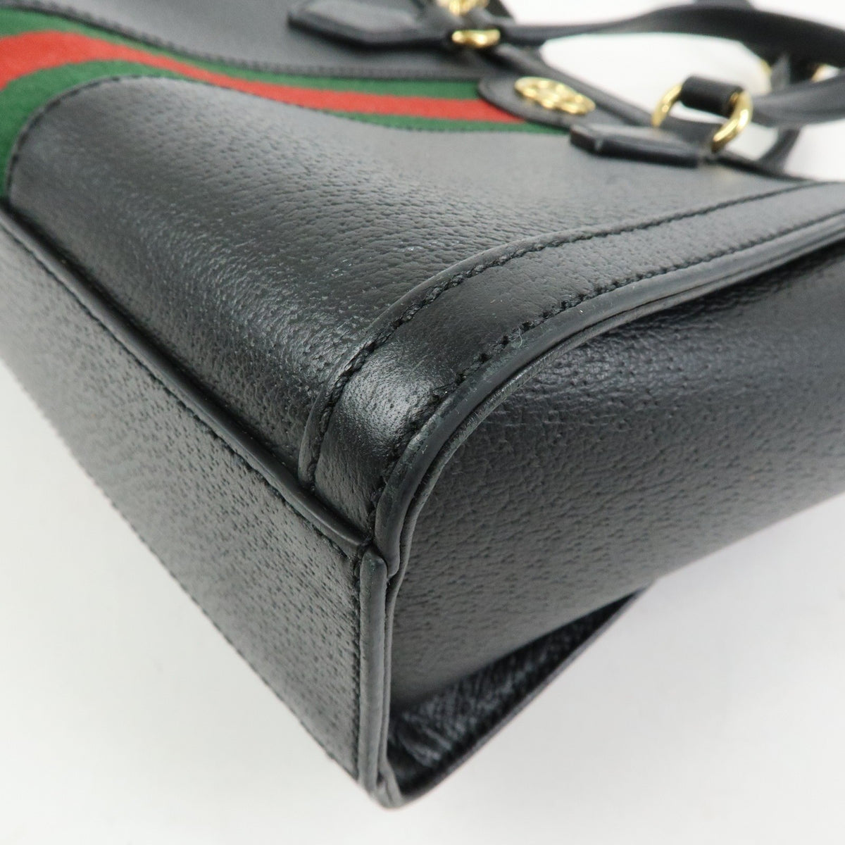 Gucci Ophidia Top Handle Leather Black Leather Tote Bag Bag (Pre-Owned)