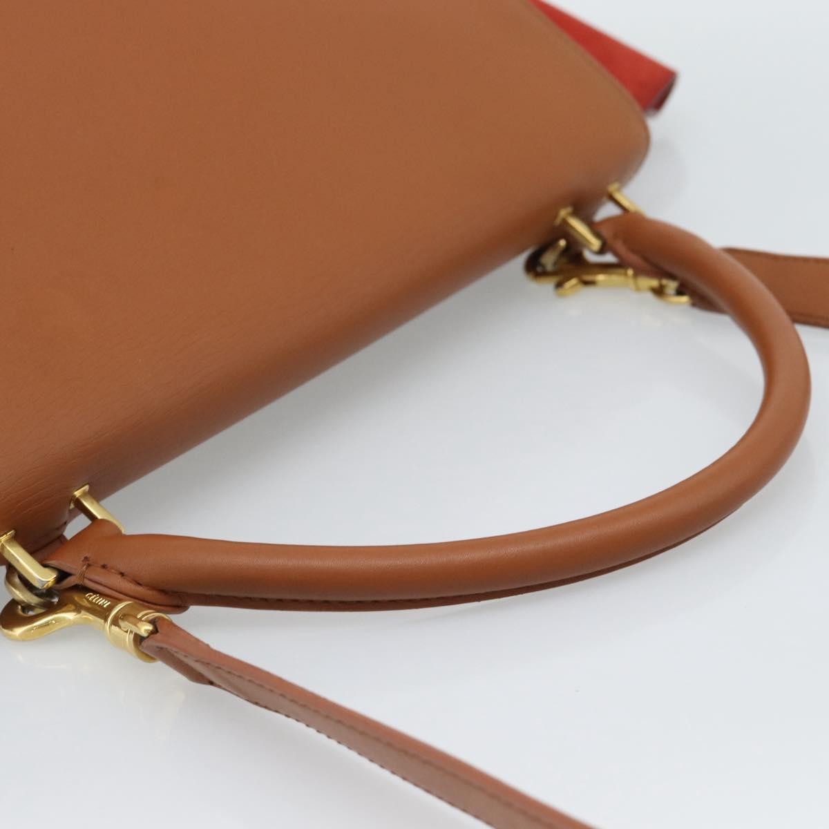 Celine Trapeze Leather With Suede Brown Leather Handbag (Pre-Owned)