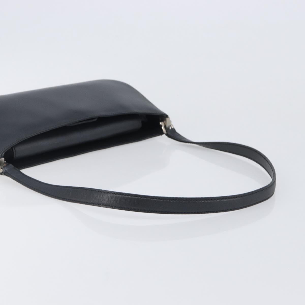 Salvatore Ferragamo Gancini Leather Black Leather Shoulder Bag Bag (Pre-Owned)