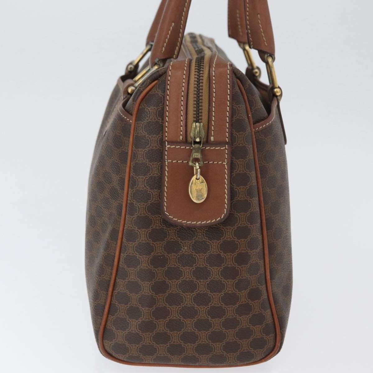 Celine Vintage Macadam Canvas And Leather Brown Canvas Handbag (Pre-Owned)