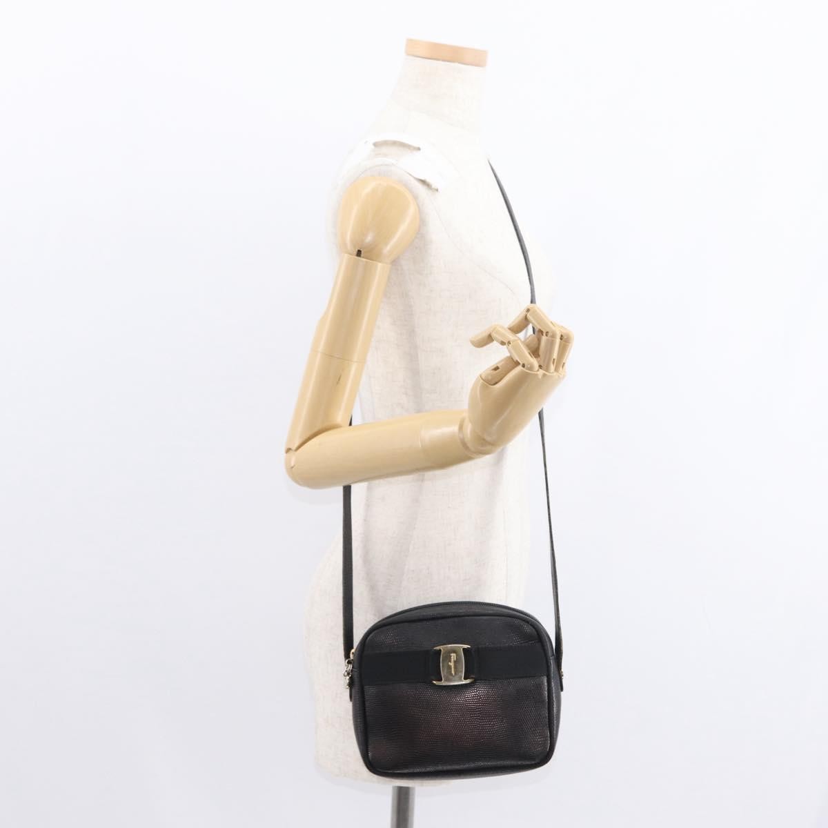 Salvatore Ferragamo Vala Leather Black Leather Shoulder Bag Bag (Pre-Owned)