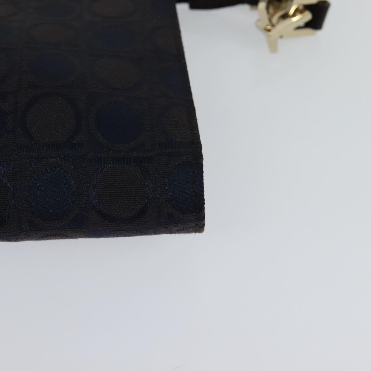 Salvatore Ferragamo Gancini Canvas Navy Canvas Handbag (Pre-Owned)
