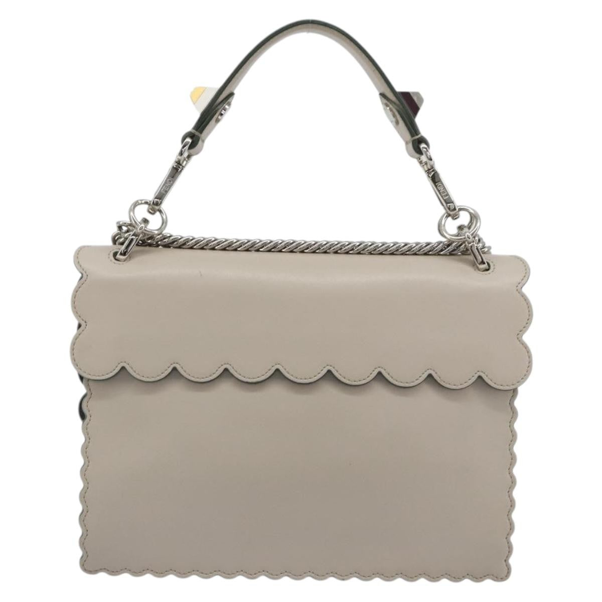 Fendi Kan I Leather Gray Leather Shoulder Bag Bag (Pre-Owned)