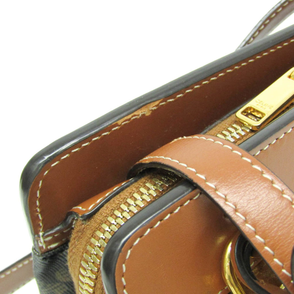 Celine Teen Cabas De France Triomphe Coated Canvas Brown Canvas Handbag (Pre-Owned)