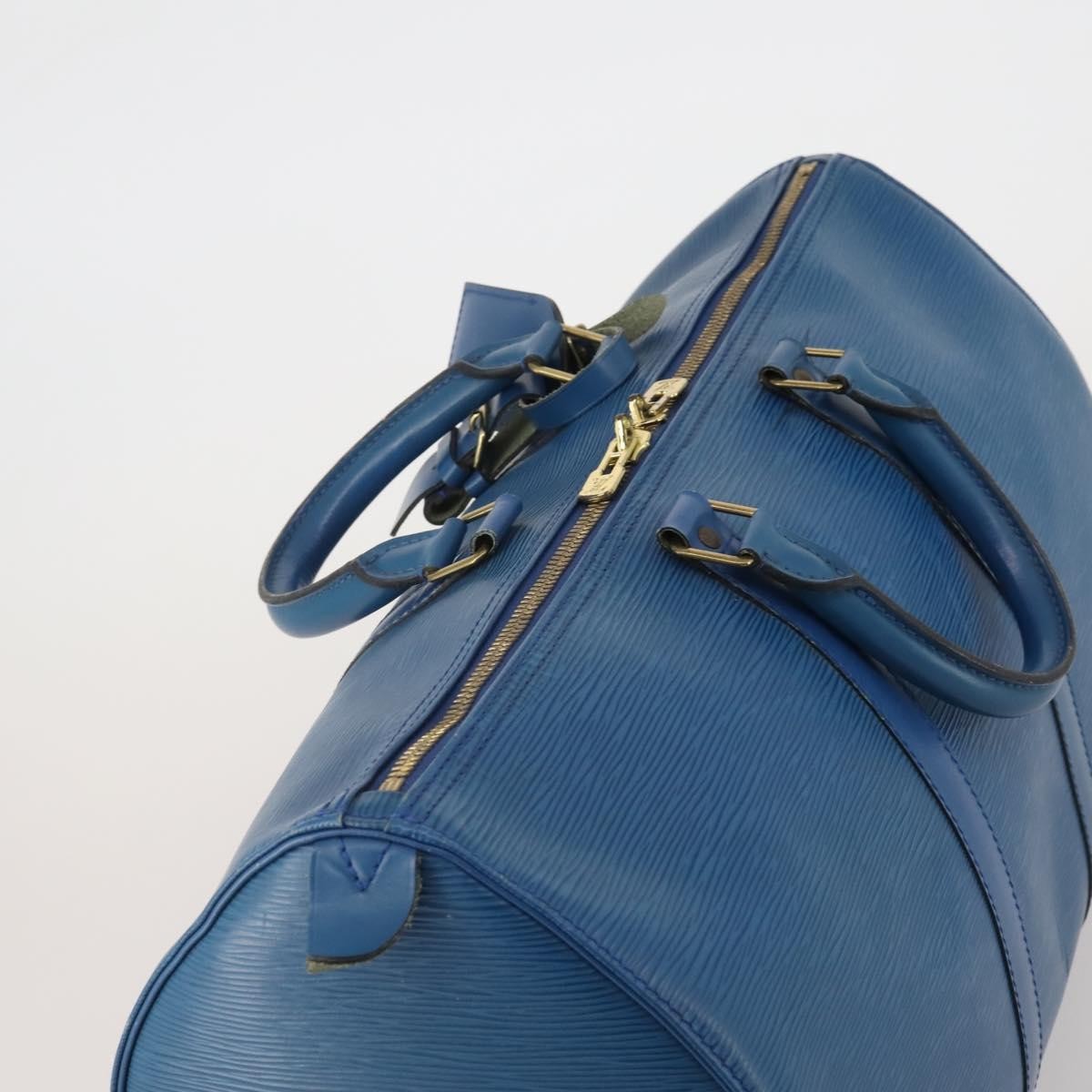 Louis Vuitton Keepall Bag Epi Leather Blue Leather Travel Bag Bag (Pre-Owned)