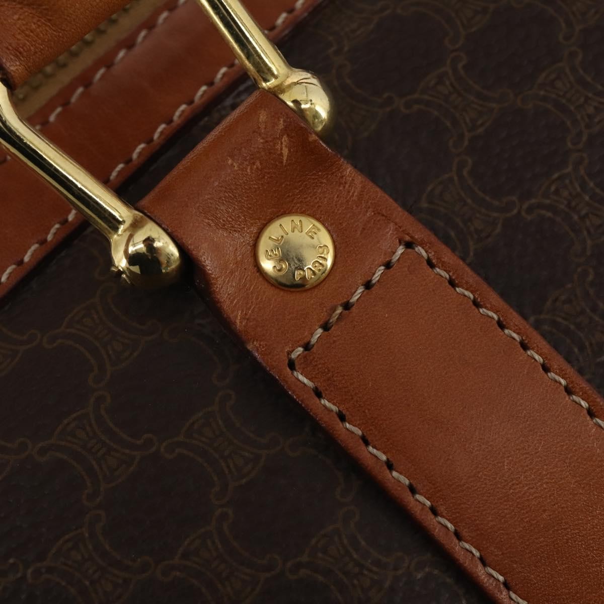 Celine Boston Triomphe Coated Canvas Brown Pvc Handbag (Pre-Owned)