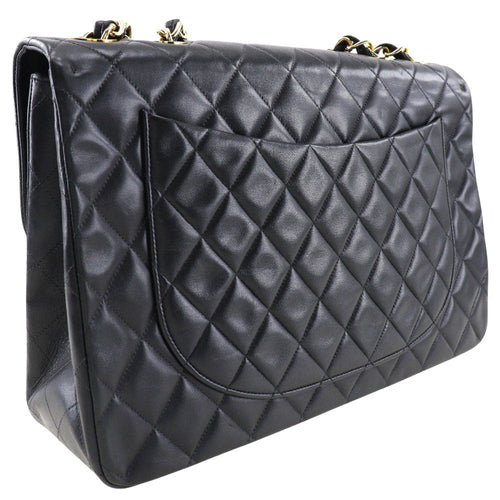 Chanel Deca Matrasse Black Leather Shoulder Bag (Pre-Owned)