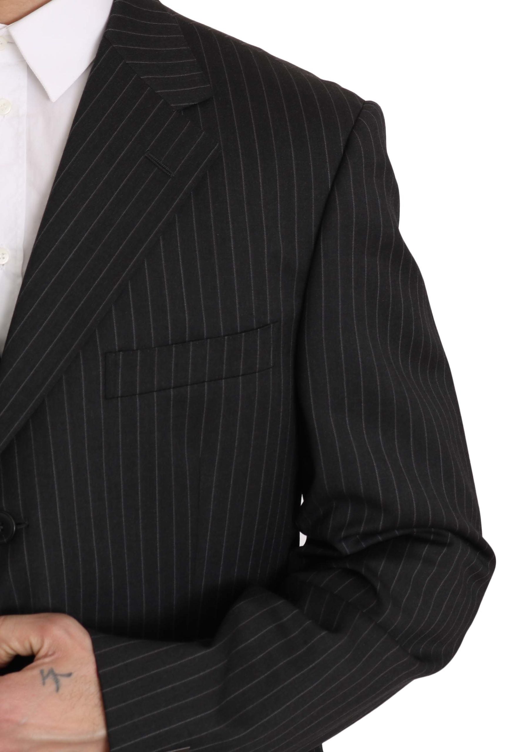 Z ZEGNA Elegant Black Striped Wool Men's Suit