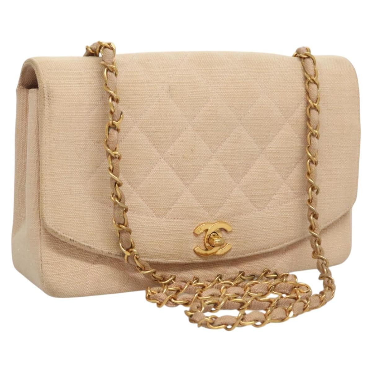 Chanel Vintage Diana Flap Quilted Canvas Pink Canvas Shoulder Bag Bag (Pre-Owned)