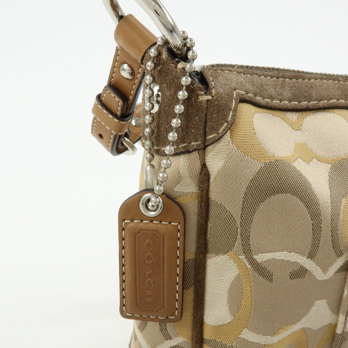 Coach Shoulder Canvas Beige Canvas Handbag (Pre-Owned)